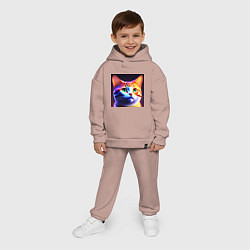 Детский костюм оверсайз Милый котик с большими глазами, цвет: пыльно-розовый — фото 2