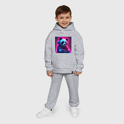 Детский костюм оверсайз Диджей панда в свете неона, цвет: меланж — фото 2