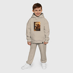 Детский костюм оверсайз Золотистый ретривер в золотых очках, цвет: миндальный — фото 2