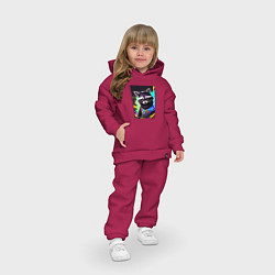 Детский костюм оверсайз Енотик в красках, цвет: маджента — фото 2