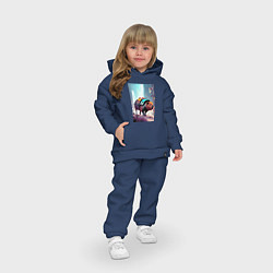 Детский костюм оверсайз Капибара в мегаполисе - киберпанк, цвет: тёмно-синий — фото 2