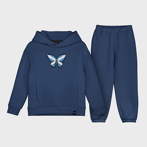 Детский костюм оверсайз Шотландия бабочка / Тёмно-синий – фото 1