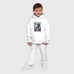 Детский костюм оверсайз Cyber ninja - neural network - skeleton, цвет: белый — фото 2