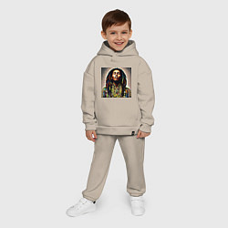 Детский костюм оверсайз Боб Марли в кислотном мундире, цвет: миндальный — фото 2