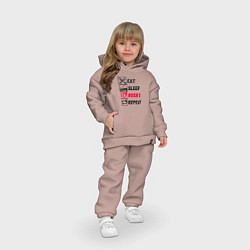 Детский костюм оверсайз Eat sleep rush b repeat, цвет: пыльно-розовый — фото 2