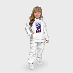 Детский костюм оверсайз Прикольный фиолетовый котейка - нейросеть, цвет: белый — фото 2