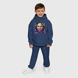 Детский костюм оверсайз Jim Morrison neon portrait art, цвет: тёмно-синий — фото 2