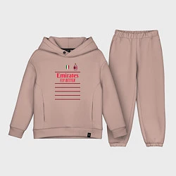 Детский костюм оверсайз ФК Милан форма 2223 гостевая, цвет: пыльно-розовый