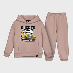 Детский костюм оверсайз Russia tuning car, цвет: пыльно-розовый