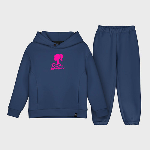 Детский костюм оверсайз Розовый логотип Барби / Тёмно-синий – фото 1
