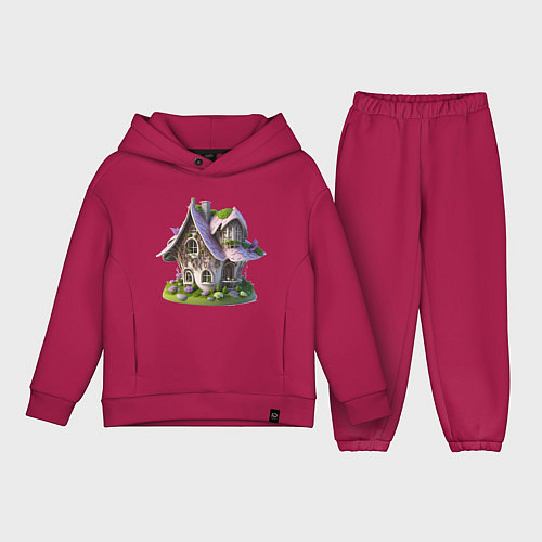 Детский костюм оверсайз Фантастический домик с розовой крышей / Маджента – фото 1