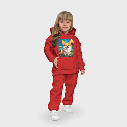 Детский костюм оверсайз Корги под грибами, цвет: красный — фото 2