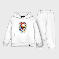 Детский костюм оверсайз Красочный череп в очках, цвет: белый