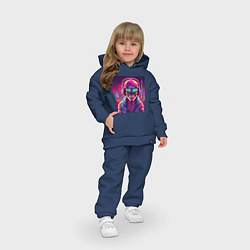 Детский костюм оверсайз Скелет в шапке и куртке, цвет: тёмно-синий — фото 2
