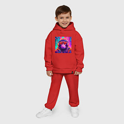 Детский костюм оверсайз Обезьяна в лучах неонового света, цвет: красный — фото 2