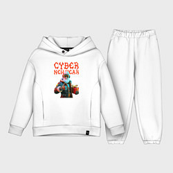 Детский костюм оверсайз Santa with gift - cyberpunk - ai art, цвет: белый