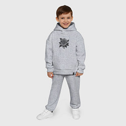 Детский костюм оверсайз Чёрно белая роза цветы, цвет: меланж — фото 2