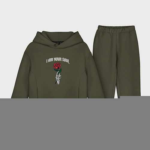 Детский костюм оверсайз Я твоя душа / Хаки – фото 1