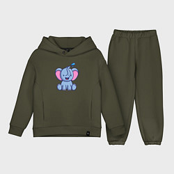 Детский костюм оверсайз Радостный слонёнок, цвет: хаки