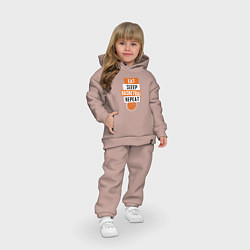 Детский костюм оверсайз Eat sleep basketball, цвет: пыльно-розовый — фото 2