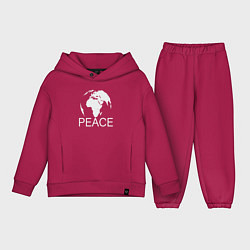 Детский костюм оверсайз World peace, цвет: маджента