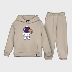 Детский костюм оверсайз Space drink, цвет: миндальный