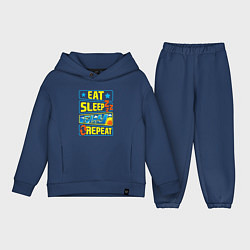 Детский костюм оверсайз Eat sleep fly, цвет: тёмно-синий