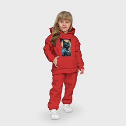 Детский костюм оверсайз Пантера бравый космонавт - нейросеть, цвет: красный — фото 2