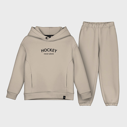 Детский костюм оверсайз Hockey never alone - motto / Миндальный – фото 1