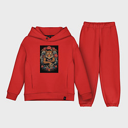 Детский костюм оверсайз Боевой тигр Муай Тай, цвет: красный