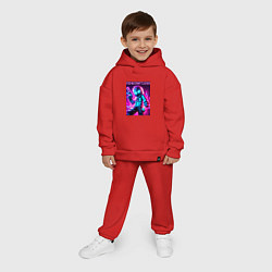 Детский костюм оверсайз Neon Minecraft - ai art, цвет: красный — фото 2