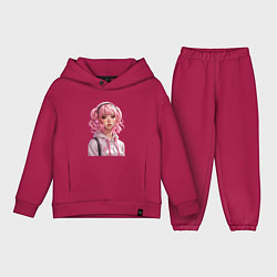 Детский костюм оверсайз Розовая девушка анимэ, цвет: маджента