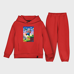 Детский костюм оверсайз Марио и Майнкрафт - коллаба, цвет: красный