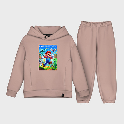 Детский костюм оверсайз Mario in Minecraft - ai art collaboration / Пыльно-розовый – фото 1