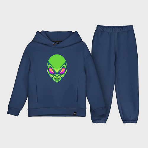 Детский костюм оверсайз Голова зелёного пришельца / Тёмно-синий – фото 1