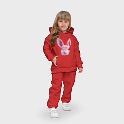 Детский костюм оверсайз Розовый заяц - портрет кролика, цвет: красный — фото 2