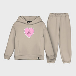 Детский костюм оверсайз Cute but psycho pink heart, цвет: миндальный