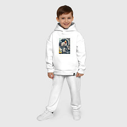 Детский костюм оверсайз Котик панк житель Нью-Йорка - нейросеть, цвет: белый — фото 2