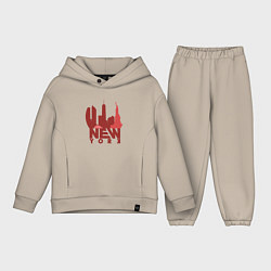 Детский костюм оверсайз New York red, цвет: миндальный