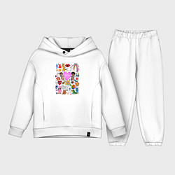 Детский костюм оверсайз Y2K hope heart - cartoon pop art childrens drawing, цвет: белый