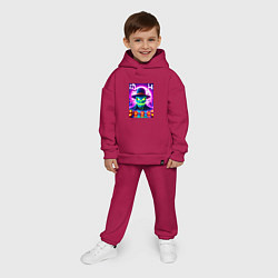 Детский костюм оверсайз Minecraft and halloween collaboration - neon glow, цвет: маджента — фото 2