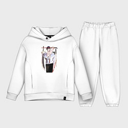 Детский костюм оверсайз Магическая битва Тодзи Фусигуро виды оружия, цвет: белый