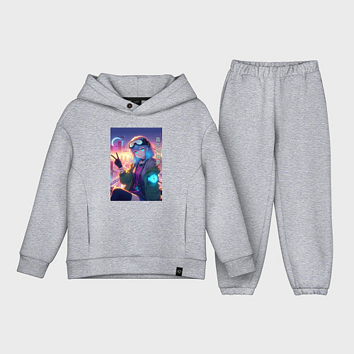 Детский костюм оверсайз Кибер Марин - коллаба / Меланж – фото 1