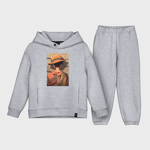 Детский костюм оверсайз Ван-Пис Луффи стенгазета / Меланж – фото 1