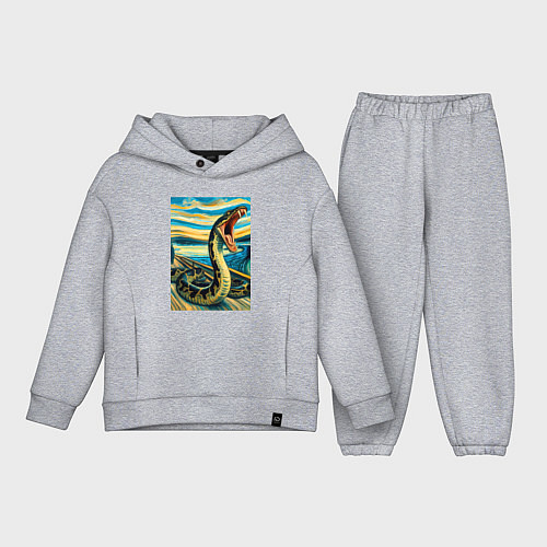 Детский костюм оверсайз Анаконда кричит на картине Эдварда Мунка - мем иск / Меланж – фото 1