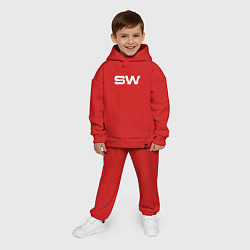Детский костюм оверсайз Street Workout OldSchool White Hoodie, цвет: красный — фото 2