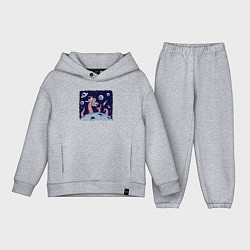 Детский костюм оверсайз Схватка с осьминогом в космосе, цвет: меланж