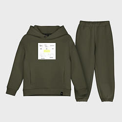Детский костюм оверсайз Big bang подписи участников, цвет: хаки