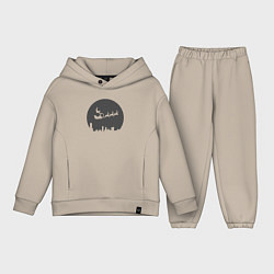 Детский костюм оверсайз Санта над городом, цвет: миндальный