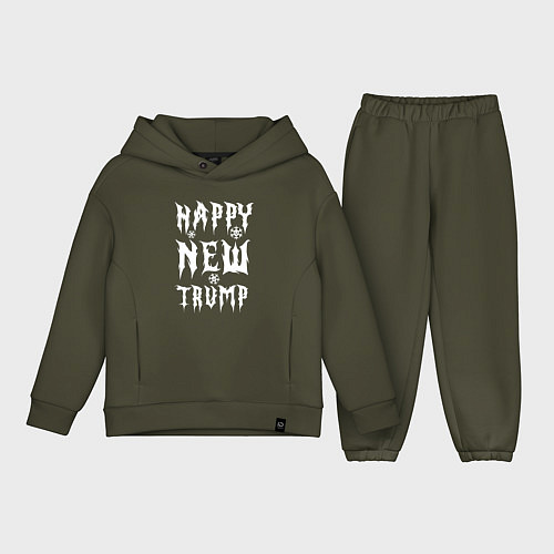 Детский костюм оверсайз Happy new Trump - motto / Хаки – фото 1